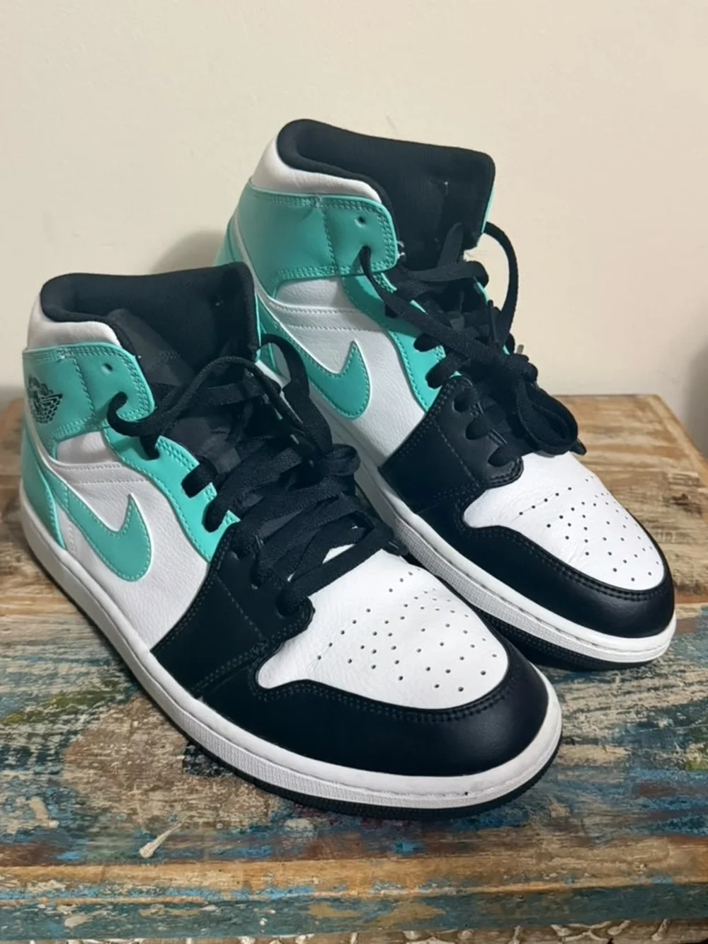 Jordan Men's High-Top Sneakers in White, Black & Teal